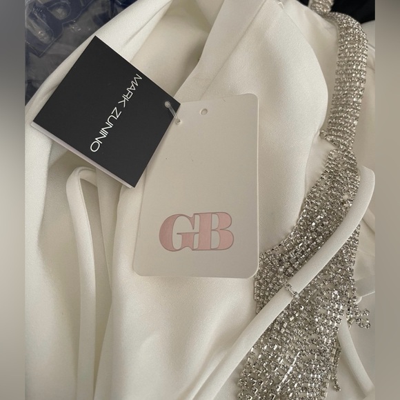 Gianni Bini Sweetheart Neckline Beaded Fringe Front Slit Black Embellished Dress - Picture 10 of 10